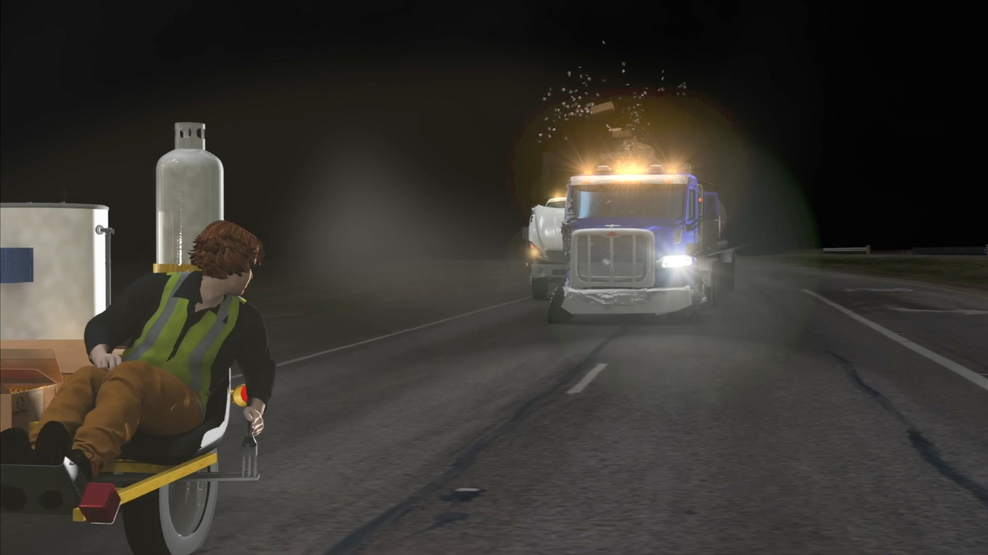 Roadway reconstruction scene showing a developed litigation environment.